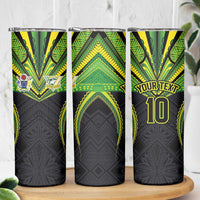 Custom Cook Islands Rugby Skinny Tumbler Tatau Art Sport Style Black Color