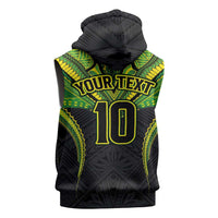 Custom Cook Islands Rugby Sleeveless Hoodie Tatau Art Sport Style Black Color LT03 - Polynesian Pride
