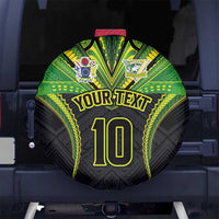 Custom Cook Islands Rugby Spare Tire Cover Tatau Art Sport Style Black Color LT03 No hole Black - Polynesian Pride