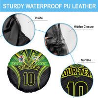 Custom Cook Islands Rugby Spare Tire Cover Tatau Art Sport Style Black Color LT03 - Polynesian Pride