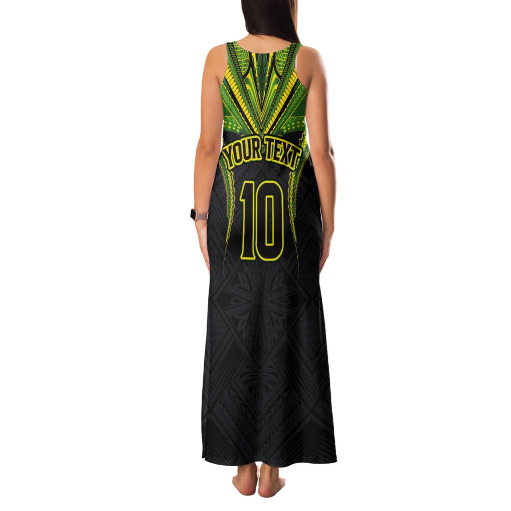 Custom Cook Islands Rugby Tank Maxi Dress Tatau Art Sport Style Black Color LT03 - Polynesian Pride
