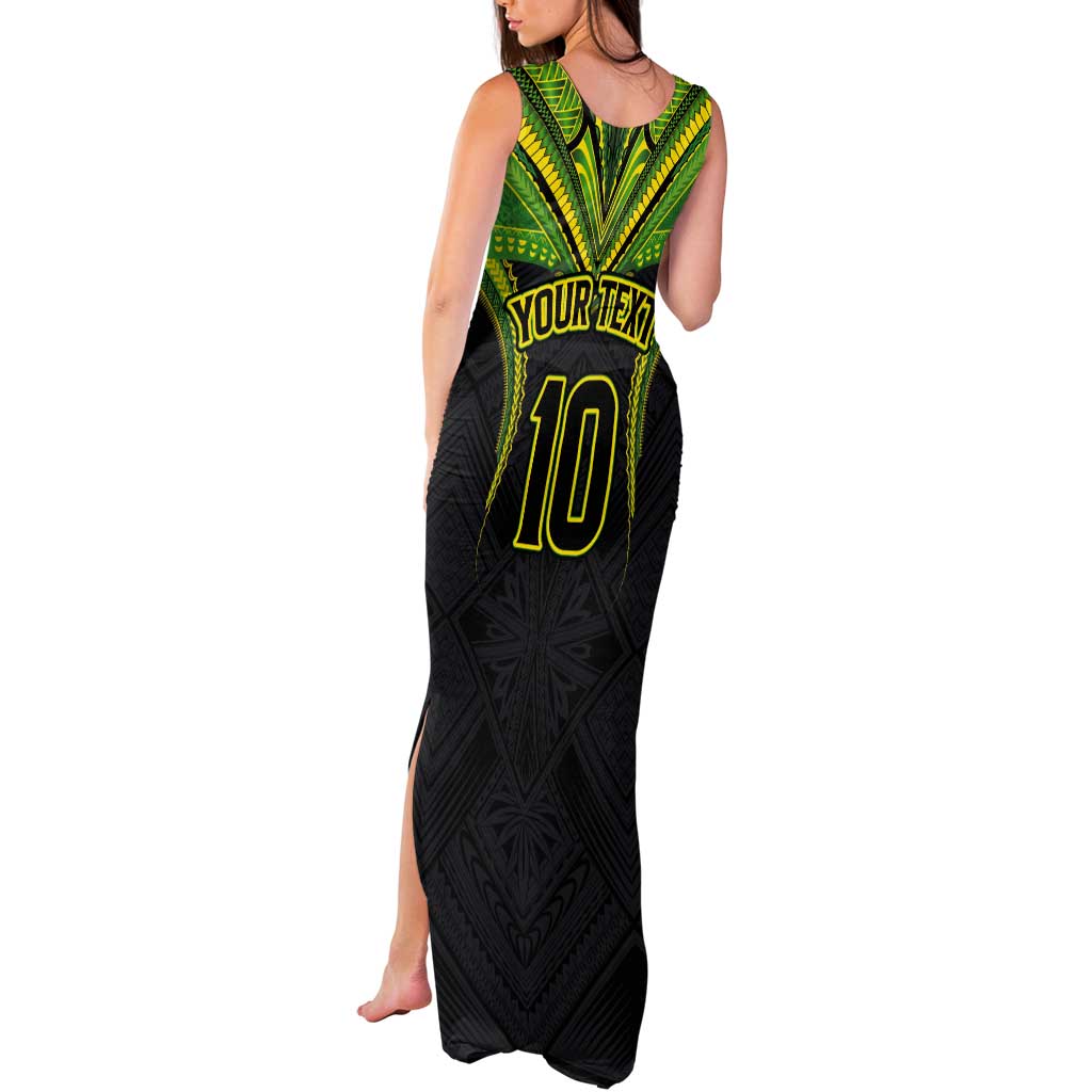 Custom Cook Islands Rugby Tank Maxi Dress Tatau Art Sport Style Black Color LT03 - Polynesian Pride