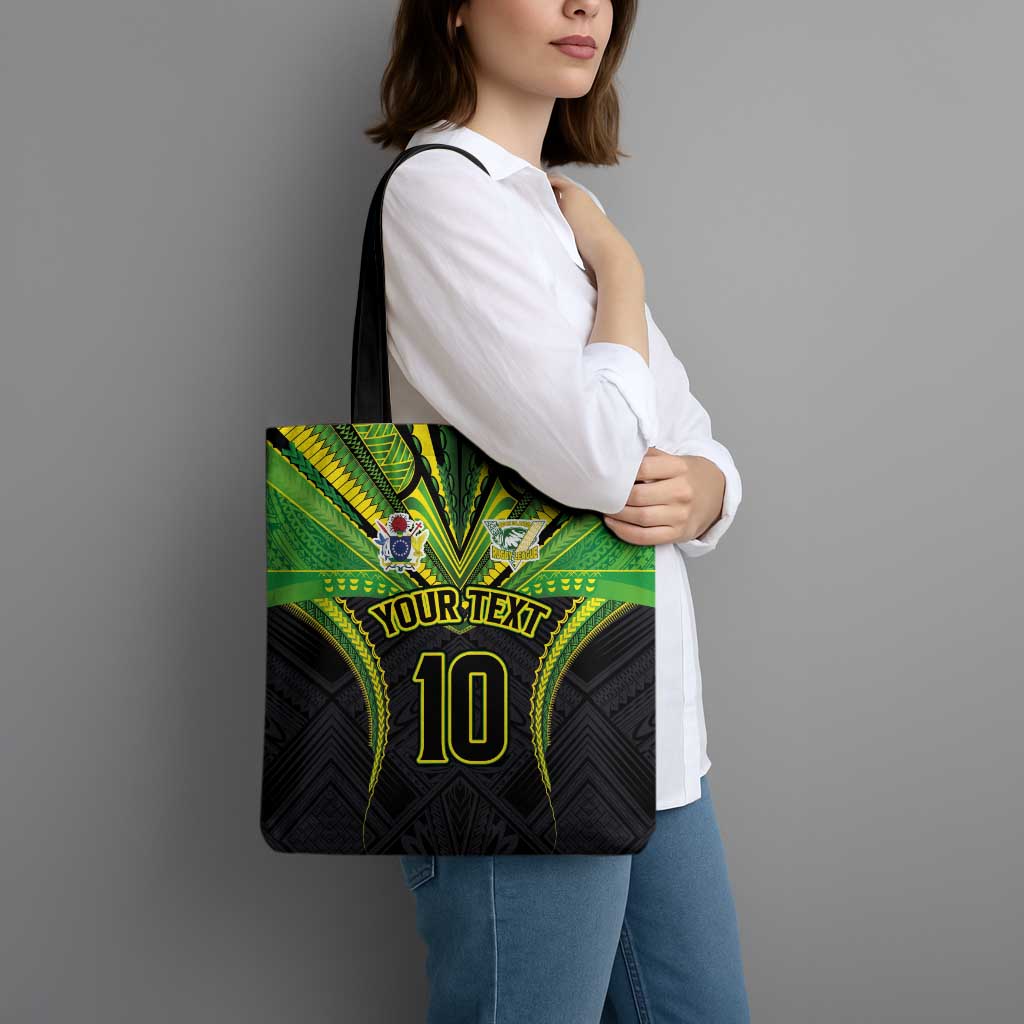 Custom Cook Islands Rugby Tote Bag Tatau Art Sport Style Black Color