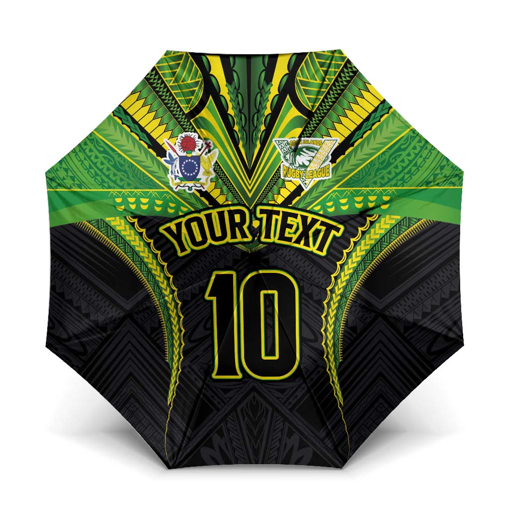 Custom Cook Islands Rugby Umbrella Tatau Art Sport Style Black Color LT03 One Size Folded 11.42 inch Opened Diameter 37.4 inch Black - Polynesian Pride