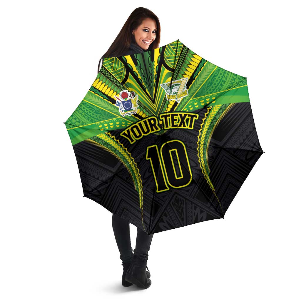 Custom Cook Islands Rugby Umbrella Tatau Art Sport Style Black Color LT03 - Polynesian Pride