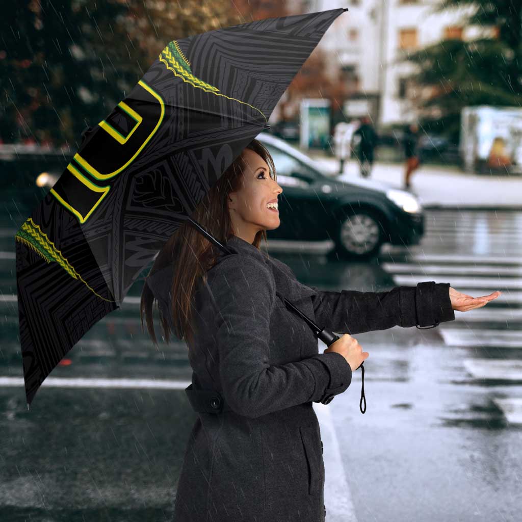 Custom Cook Islands Rugby Umbrella Tatau Art Sport Style Black Color LT03 - Polynesian Pride