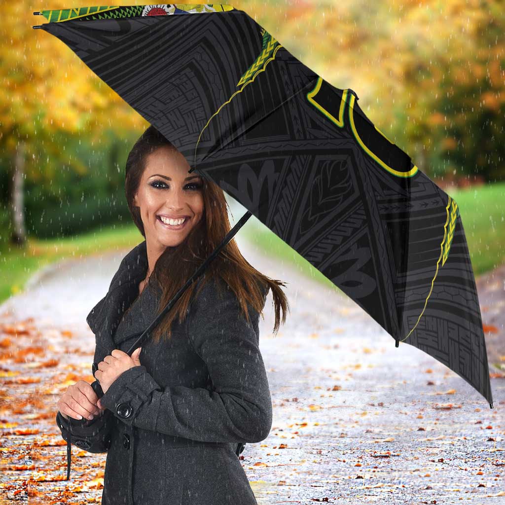 Custom Cook Islands Rugby Umbrella Tatau Art Sport Style Black Color LT03 - Polynesian Pride