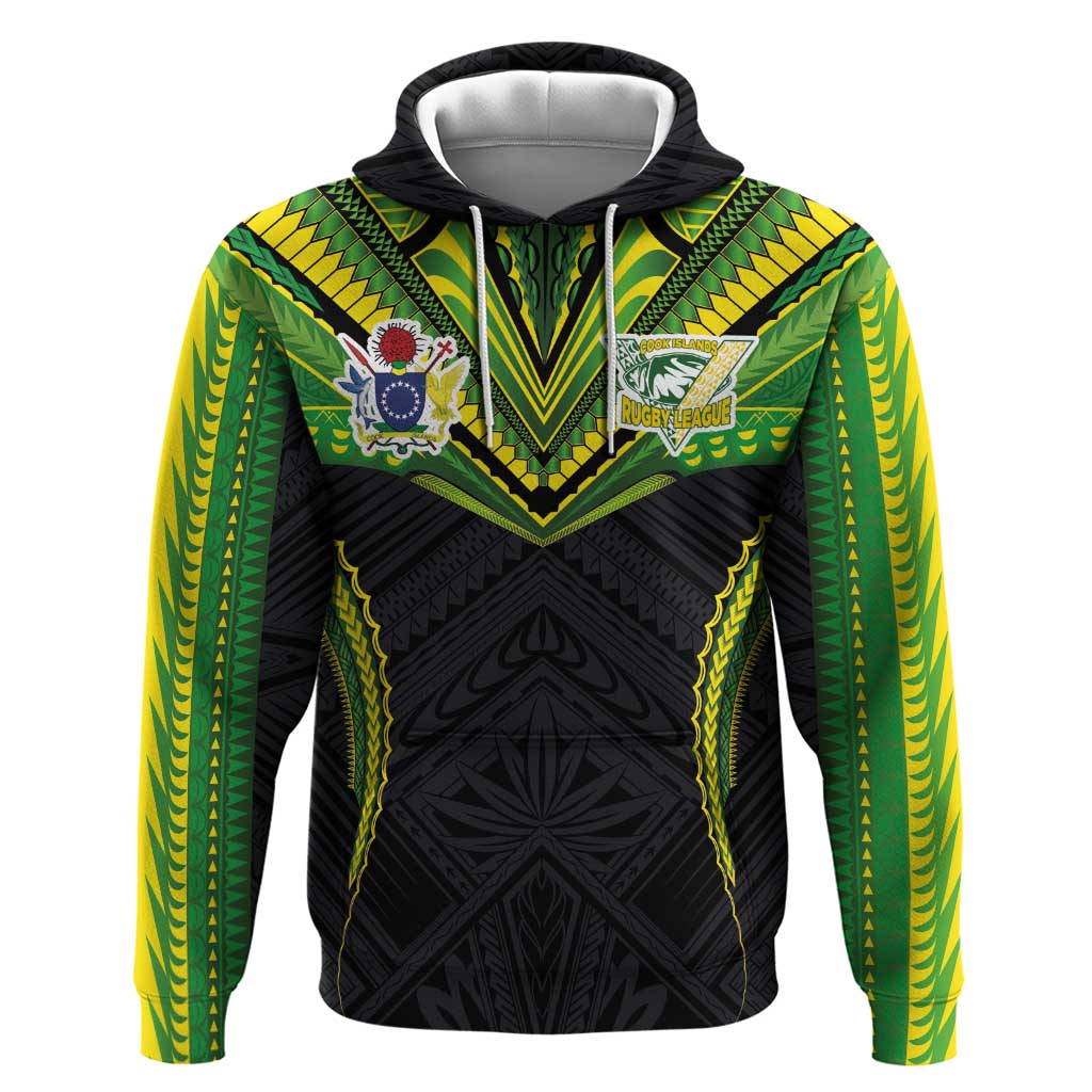 Custom Cook Islands Rugby Zip Hoodie Tatau Art Sport Style Black Color