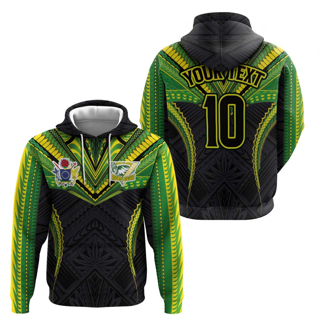 Custom Cook Islands Rugby Zip Hoodie Tatau Art Sport Style Black Color