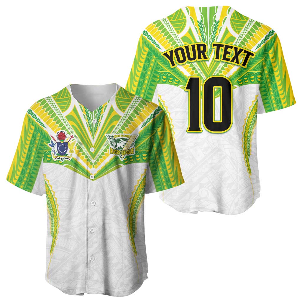Custom Cook Islands Rugby Baseball Jersey Tatau Art Sport Style White Color LT03 - Polynesian Pride
