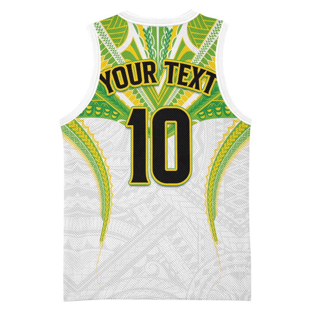 Custom Cook Islands Rugby Basketball Jersey Tatau Art Sport Style White Color LT03 - Polynesian Pride