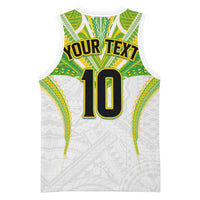 Custom Cook Islands Rugby Basketball Jersey Tatau Art Sport Style White Color LT03 - Polynesian Pride