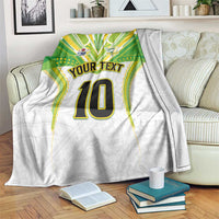 Custom Cook Islands Rugby Blanket Tatau Art Sport Style White Color LT03 White - Polynesian Pride