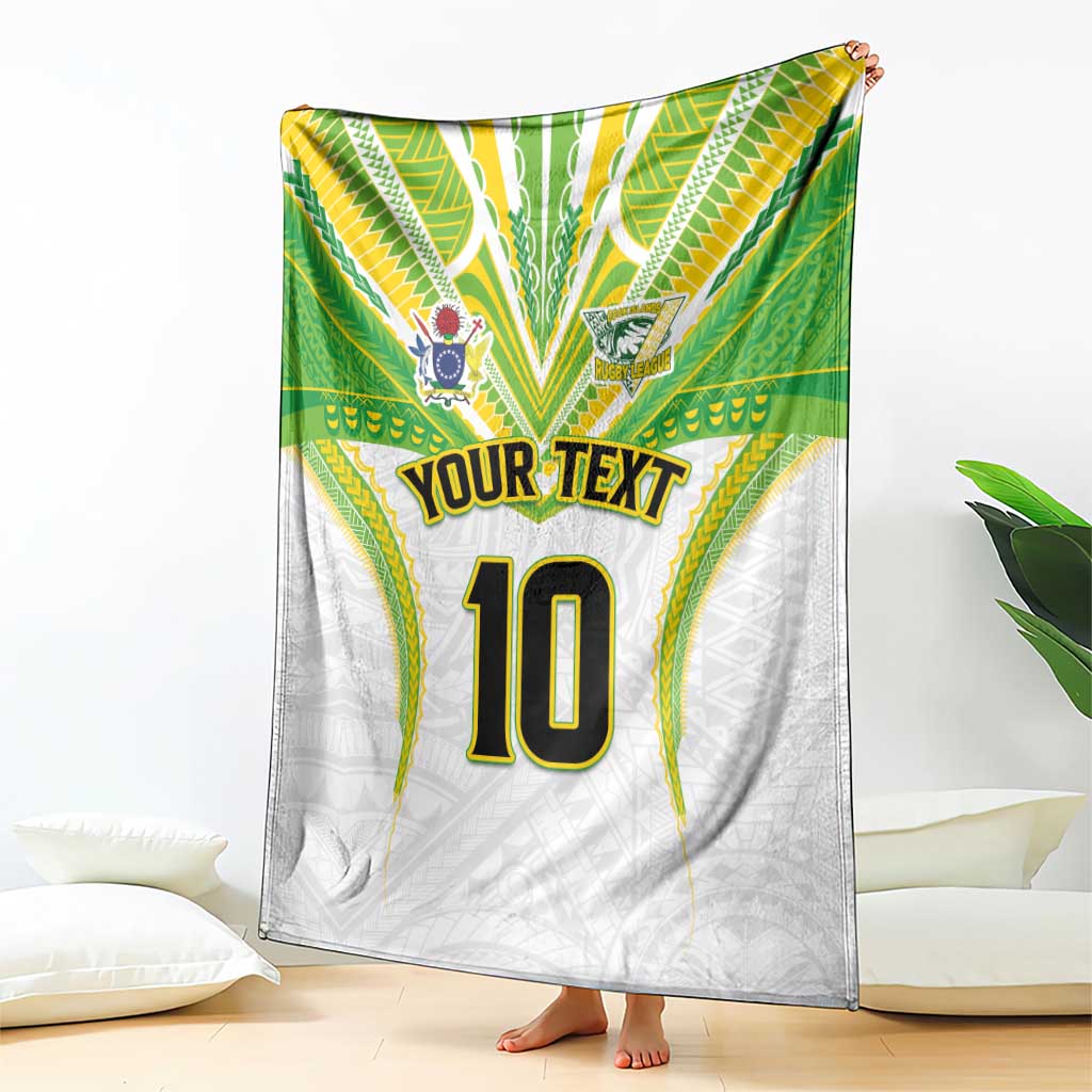 Custom Cook Islands Rugby Blanket Tatau Art Sport Style White Color LT03 - Polynesian Pride