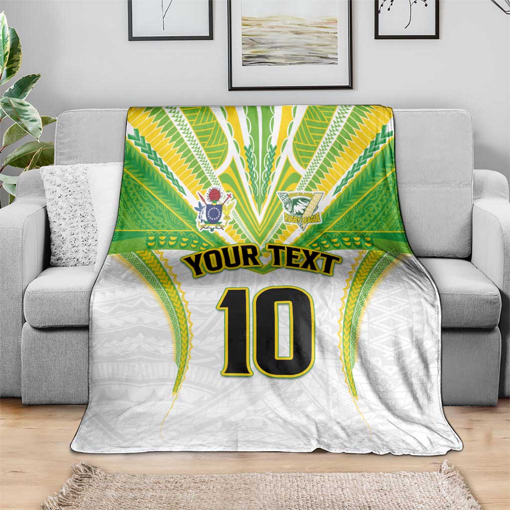 Custom Cook Islands Rugby Blanket Tatau Art Sport Style White Color LT03 - Polynesian Pride