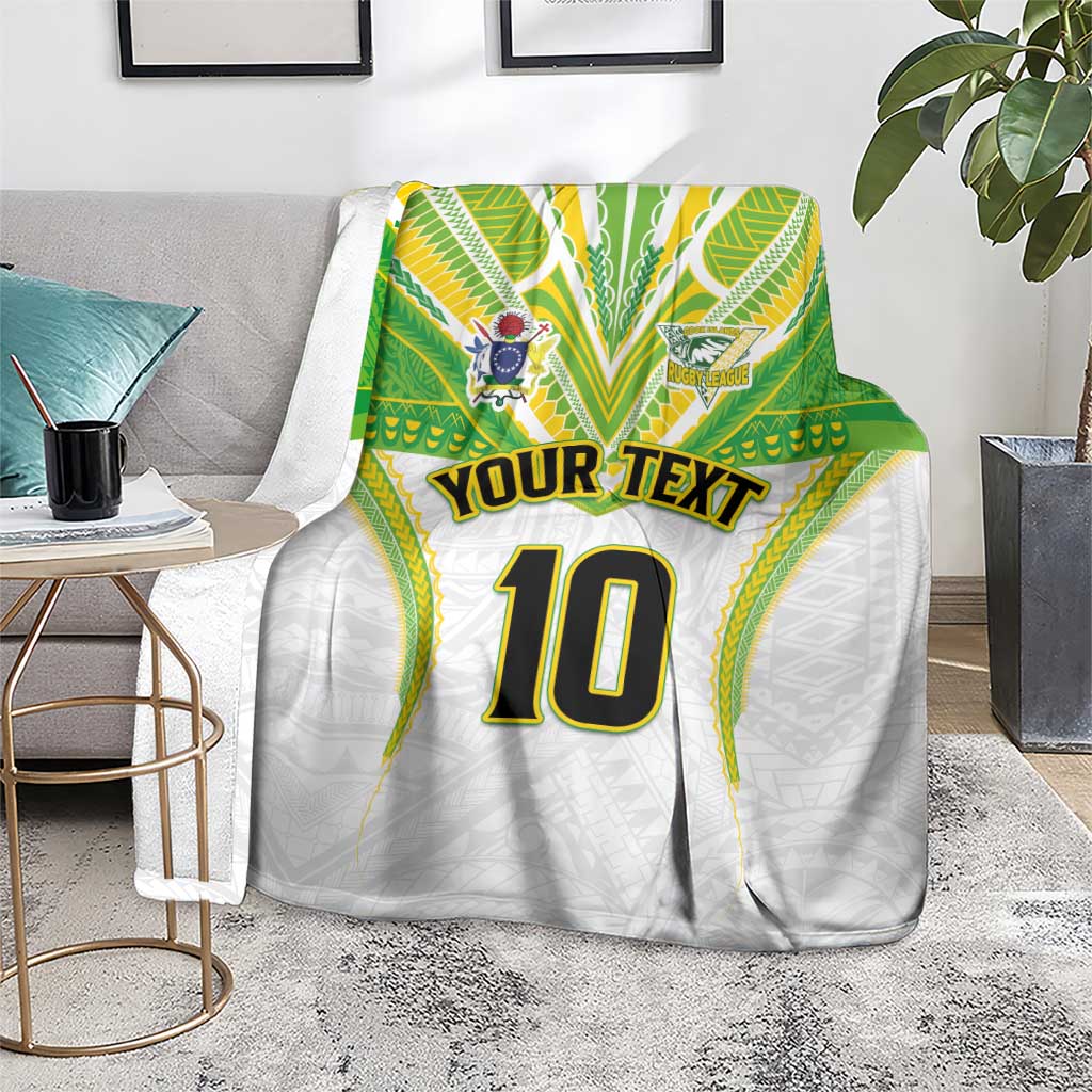 Custom Cook Islands Rugby Blanket Tatau Art Sport Style White Color LT03 - Polynesian Pride