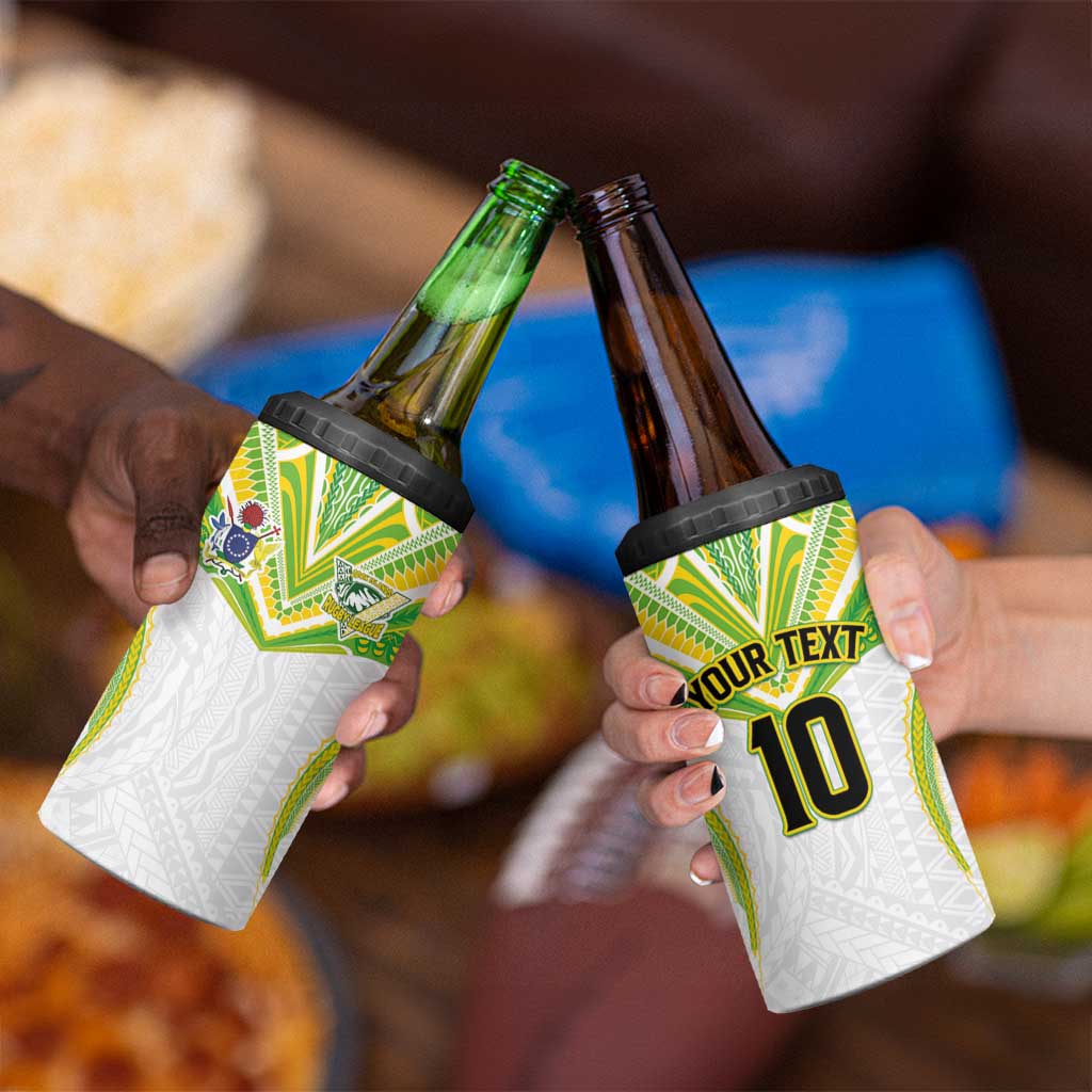 Custom Cook Islands Rugby 4 in 1 Can Cooler Tumbler Tatau Art Sport Style White Color LT03 - Polynesian Pride