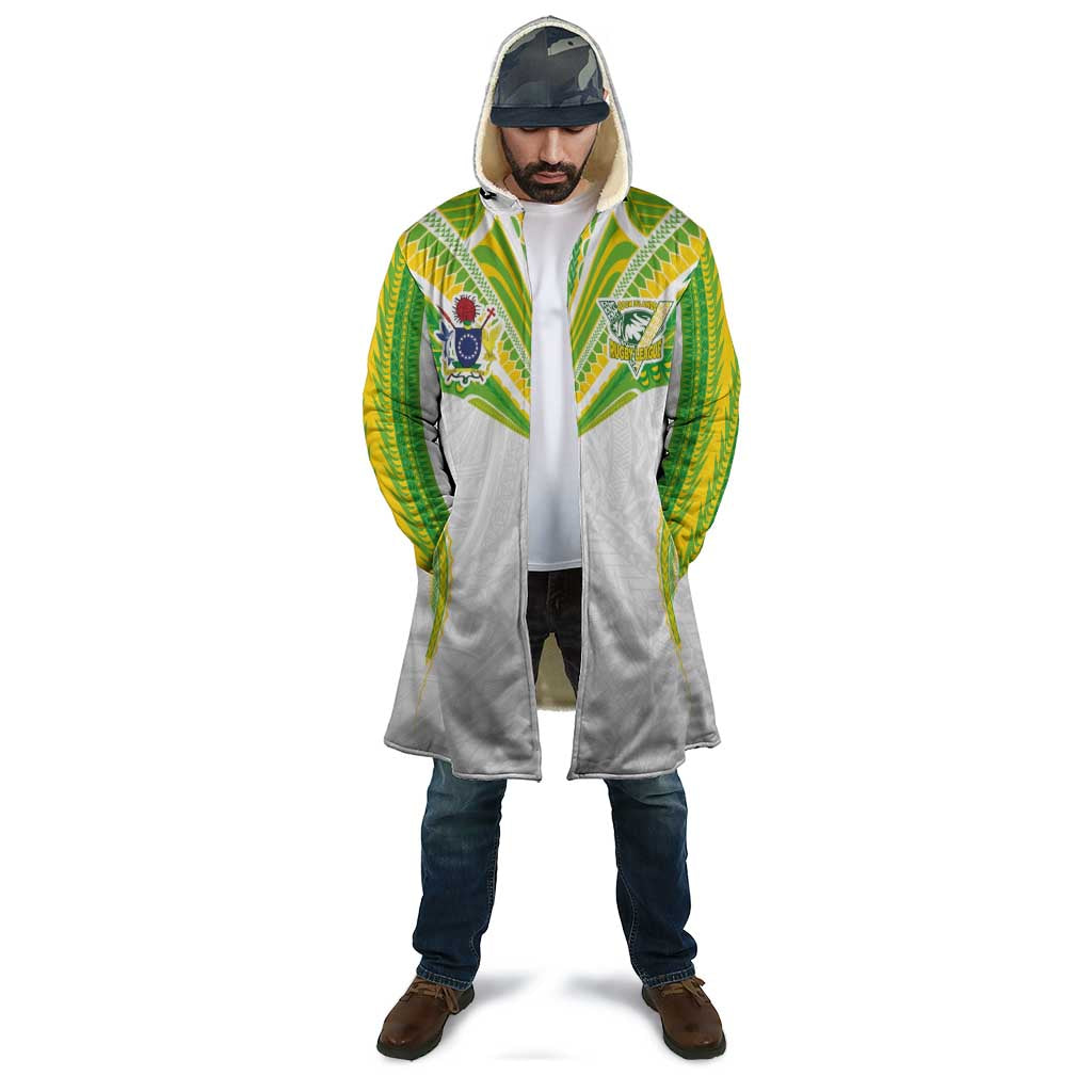 Custom Cook Islands Rugby Cloak Tatau Art Sport Style White Color