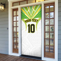 Custom Cook Islands Rugby Door Cover Tatau Art Sport Style White Color LT03 - Polynesian Pride