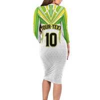 Custom Cook Islands Rugby Family Matching Long Sleeve Bodycon Dress and Hawaiian Shirt Tatau Art Sport Style White Color LT03 - Polynesian Pride