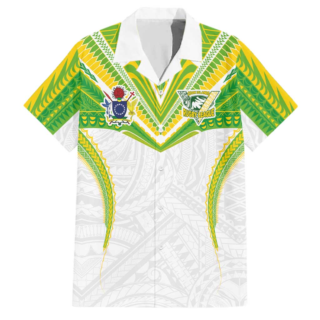 Custom Cook Islands Rugby Family Matching Summer Maxi Dress and Hawaiian Shirt Tatau Art Sport Style White Color LT03 Dad's Shirt - Short Sleeve White - Polynesian Pride