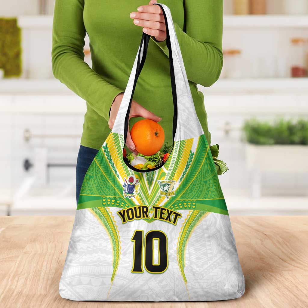 Custom Cook Islands Rugby Grocery Bag Tatau Art Sport Style White Color