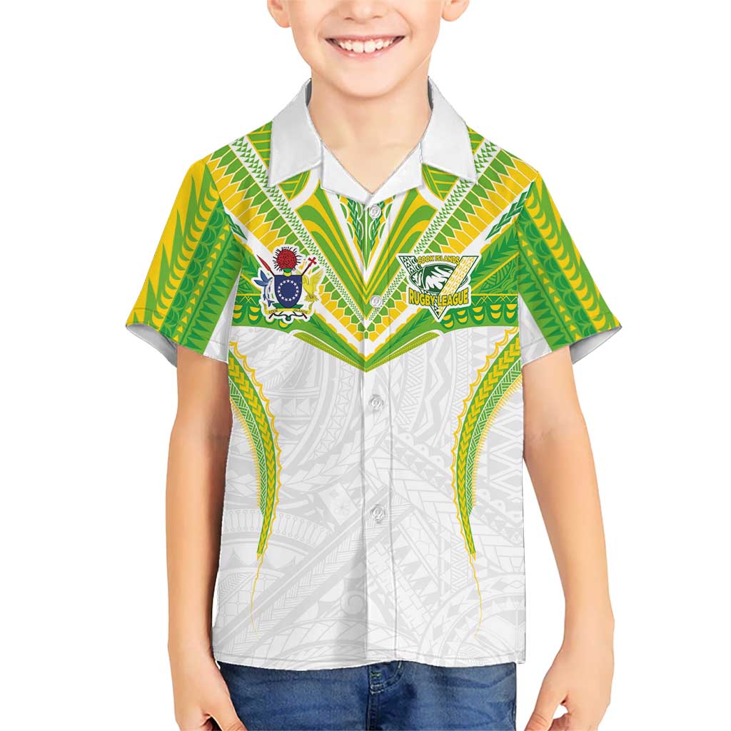 Custom Cook Islands Rugby Hawaiian Shirt Tatau Art Sport Style White Color LT03 - Polynesian Pride