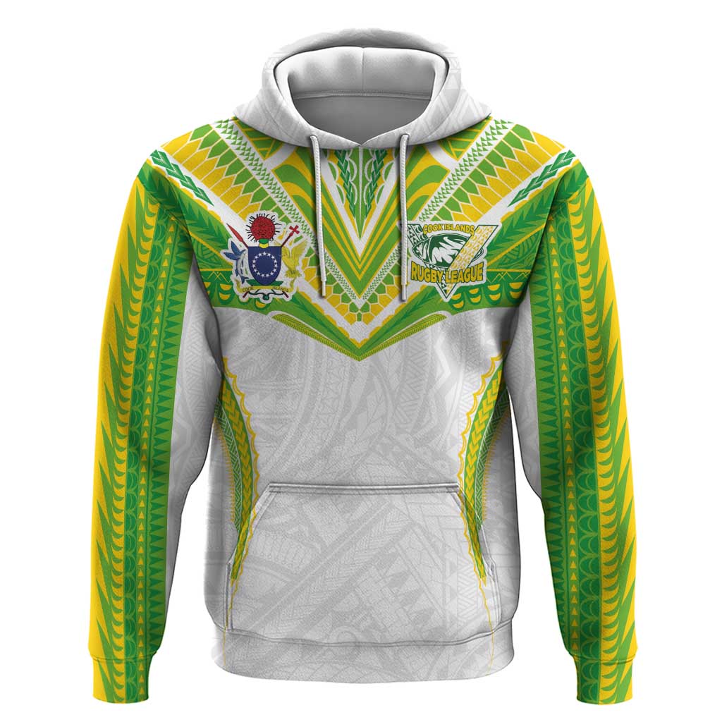 Custom Cook Islands Rugby Hoodie Tatau Art Sport Style White Color LT03 Pullover Hoodie White - Polynesian Pride