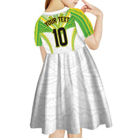 Custom Cook Islands Rugby Kid Short Sleeve Dress Tatau Art Sport Style White Color LT03 - Polynesian Pride
