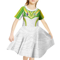 Custom Cook Islands Rugby Kid Short Sleeve Dress Tatau Art Sport Style White Color LT03 - Polynesian Pride