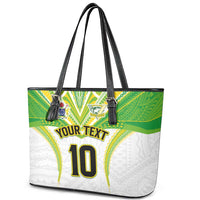 Custom Cook Islands Rugby Leather Tote Bag Tatau Art Sport Style White Color