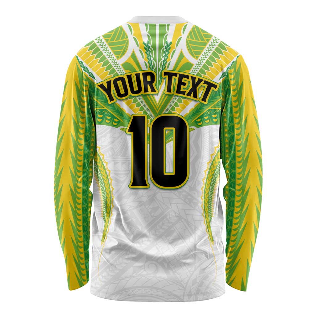Custom Cook Islands Rugby Long Sleeve Shirt Tatau Art Sport Style White Color LT03 - Polynesian Pride