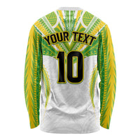 Custom Cook Islands Rugby Long Sleeve Shirt Tatau Art Sport Style White Color LT03 - Polynesian Pride