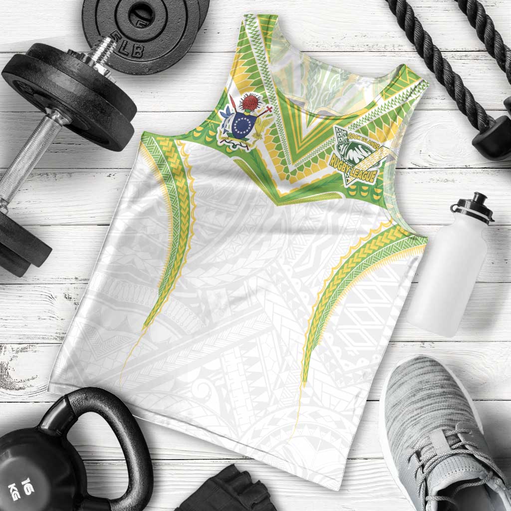 Custom Cook Islands Rugby Men Tank Top Tatau Art Sport Style White Color