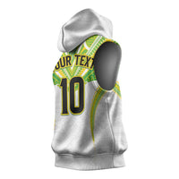 Custom Cook Islands Rugby Sleeveless Hoodie Tatau Art Sport Style White Color LT03 - Polynesian Pride