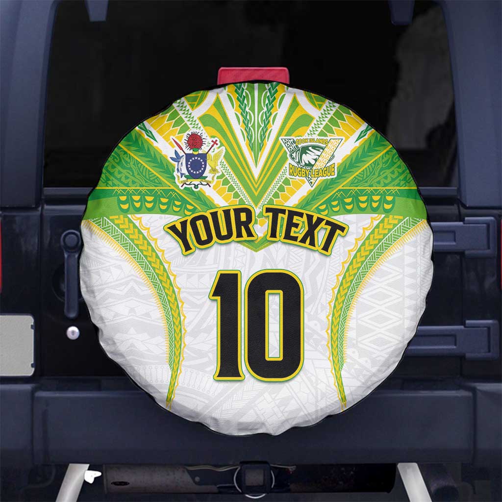 Custom Cook Islands Rugby Spare Tire Cover Tatau Art Sport Style White Color LT03 No hole White - Polynesian Pride