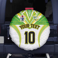 Custom Cook Islands Rugby Spare Tire Cover Tatau Art Sport Style White Color LT03 No hole White - Polynesian Pride