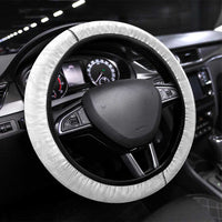 Cook Islands Rugby Steering Wheel Cover Tatau Art Sport Style White Color LT03 Universal Fit White - Polynesian Pride
