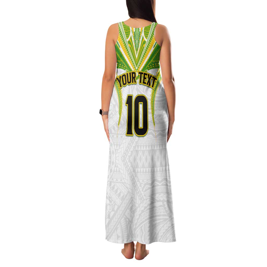 Custom Cook Islands Rugby Tank Maxi Dress Tatau Art Sport Style White Color LT03 - Polynesian Pride