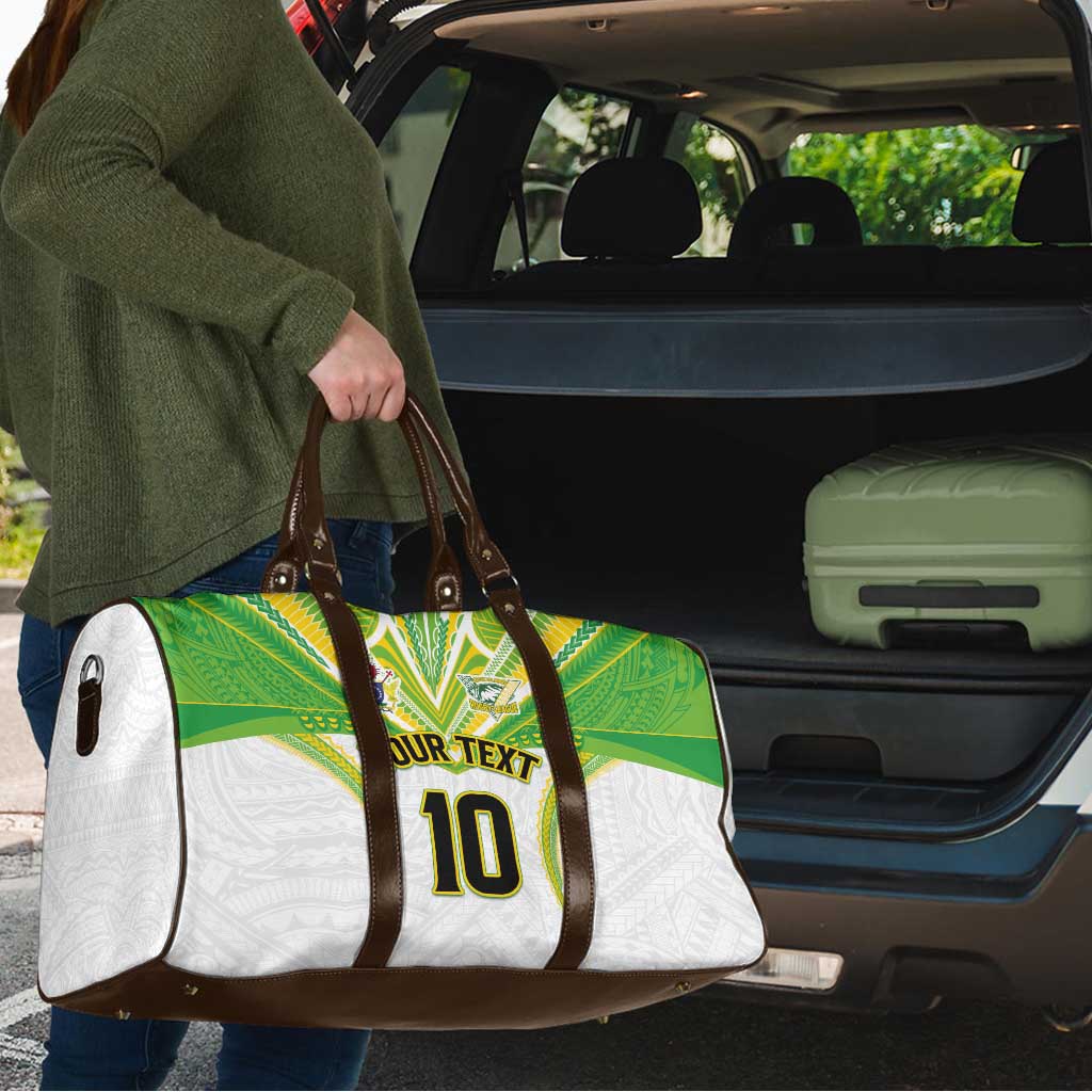 Custom Cook Islands Rugby Travel Bag Tatau Art Sport Style White Color LT03 - Polynesian Pride