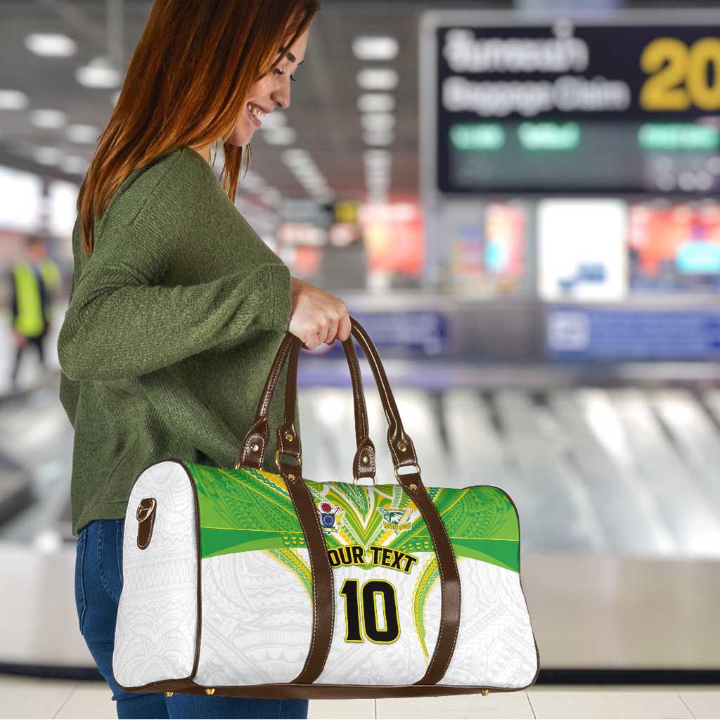 Custom Cook Islands Rugby Travel Bag Tatau Art Sport Style White Color LT03 - Polynesian Pride