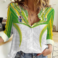 Custom Cook Islands Rugby Women Casual Shirt Tatau Art Sport Style White Color LT03 Female White - Polynesian Pride
