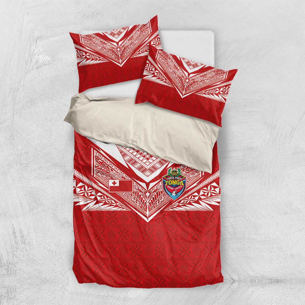 Tonga Rugby Bedding Set Ngatu Motifs and Pacific Patterns LT03 US Twin 172cm x 218cm Red - Polynesian Pride