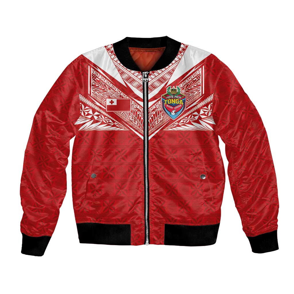 Custom Tonga Rugby Bomber Jacket Ngatu Motifs and Pacific Patterns