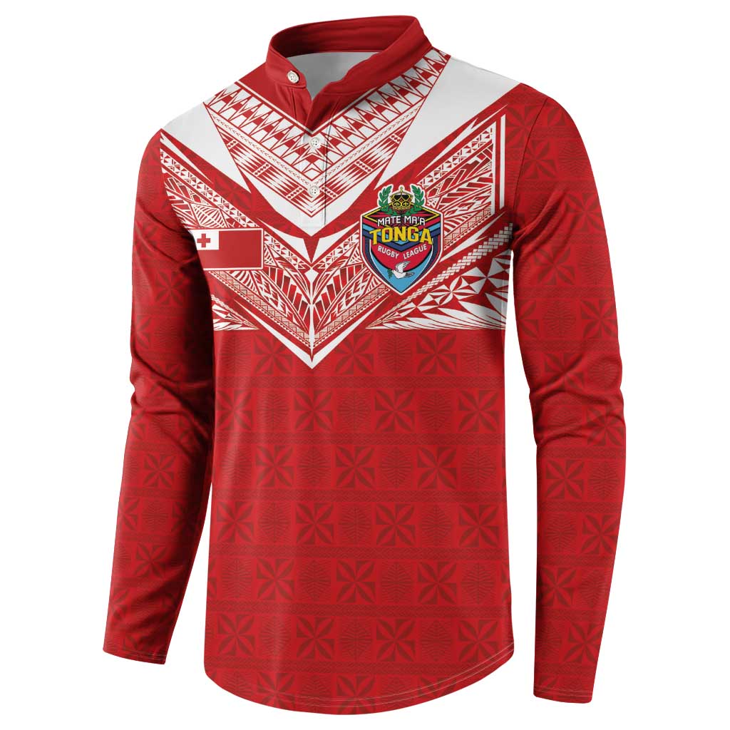 Custom Tonga Rugby Button Sweatshirt Ngatu Motifs and Pacific Patterns