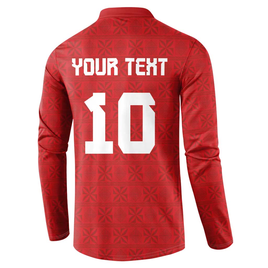 Custom Tonga Rugby Button Sweatshirt Ngatu Motifs and Pacific Patterns