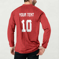 Custom Tonga Rugby Button Sweatshirt Ngatu Motifs and Pacific Patterns