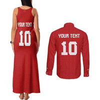 Custom Tonga Rugby Couples Matching Tank Maxi Dress and Long Sleeve Button Shirt Ngatu Motifs and Pacific Patterns LT03 - Polynesian Pride
