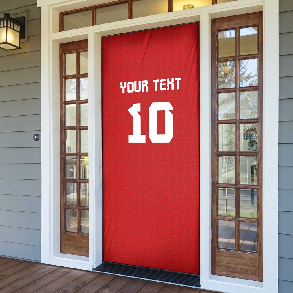 Custom Tonga Rugby Door Cover Ngatu Motifs and Pacific Patterns