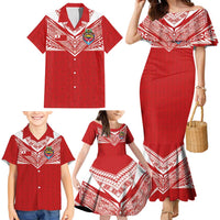 Custom Tonga Rugby Family Matching Mermaid Dress and Hawaiian Shirt Ngatu Motifs and Pacific Patterns LT03 - Polynesian Pride